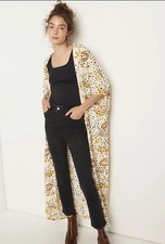 Anthropologie Bel Kazan Kimono Cover Up One Size Polka Dot Floral Long Robe picture