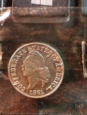 1861 CSA SILVER 1C BASHLOW RESTRIKE DEFACED DIES UNCIRCULATED RAW picture