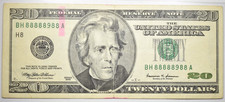 1999 $20 FRN ~ NEAR SOLID FANCY BINARY SERIAL NUMBER LUCKY 7 