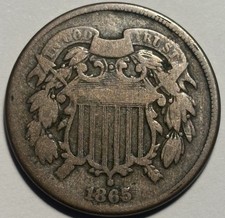 1865 Two Cent Piece — Circulated Original Surfaces🔥 Exact Coin  picture