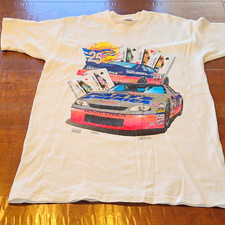 Fruit of the Loom Heavy Men's L White Darrell Waltrip NASCAR Tee 1990s picture