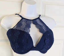 Adore Me, Demi Cup Bra, Blue With Lace Trim, Size 34DD picture