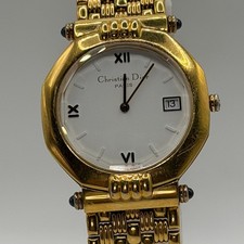 [Exc+5] Christian Dior 63151 33mm Roman White Dial Gold Qz Unisex Watch JAPAN picture