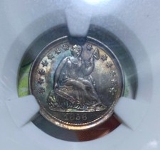 1856 Silver Seated Half Dime Uncirculated - Great Strike and Color - Tremendous picture