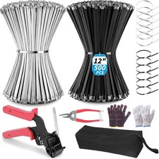 500PCS Metal Zip Ties, 12 Inch, Multi-Purpose, Self-Locking, Tool Set picture