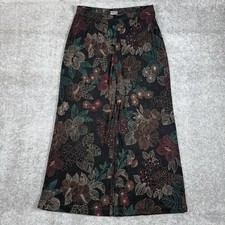 Softwear Mark Singer Liquid Knit Pants Women's Medium Black Floral Cropped VTG picture