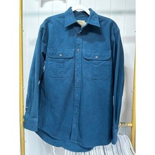 Cabelas Chamois Cloth Shirt Mens Large Blue Long Sleeve Cotton Button Down picture