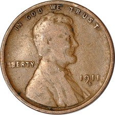 1911-S 1C Lincoln Wheat Cent Fine K19494 picture