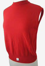 NEW Vtg 60s Fairfield Mod Sleeveless Red Knit Top Women's 38 Zip Back USA Union picture