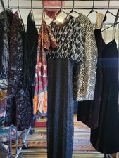 VINTAGE VELVET LUX LOT (8) ITEMS, JACKETS,DRESSES,SKIRTS, BOHO, GLAM ROCK STYLE picture