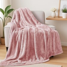 Exclusivo Mezcla Fuzzy Large Fleece Throw Blanket for Couch, Dusty Pink picture