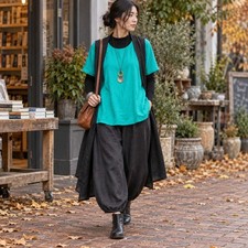 FLAX Women Turquoise 100% Linen Short Sleeve Scoop Neck Top Size S Lithuania picture