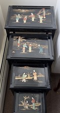 Vintage Set of Four Oriental Asian Nesting Tables picture