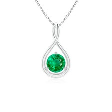 2.68 Ct Round Cut Emerald Pendant Wedding Pendant 14k White Gold picture