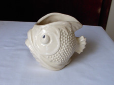 VTG. NELSON MCCOY POTTERY FISH FLOWER HOLDER / PLANTER WHITE GLOSSY   1940's HTF picture