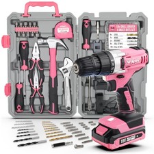 Hi-Spec DT30335P 18V Cordless Drill Tool Set, Pink picture