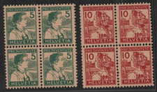 Switzerland 1915 Scott #B2-B3 Blocks Of 4 Mint Never Hinged Vf-Xf picture