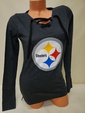 01127 Womens Ladies PITTSBURGH STEELERS Football Long Sleeve SHIRT Black New picture