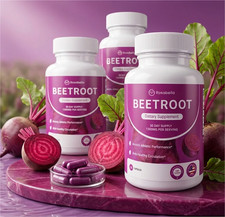 3PCS Rosabella Organic Beet Root 60 Capsules Natural Energy Boost Blood Pressure picture