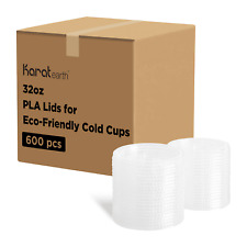 Karat Earth PLA Flat Lids for 32oz Cold Cups (104.5mm) - 600 pcs, KE-KCL1045 picture