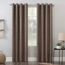 Sun Zero Kline Blackout Grommet Curtain Panel 52x84 Brown Burlap Weave picture