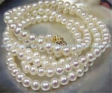 Beautiful 7-8mm Natural White Freshwater Cultured Pearl Necklace 25