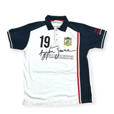Vintage Ayrton Senna 1984 Brazil Mens Logo Polo Shirt size XL white picture