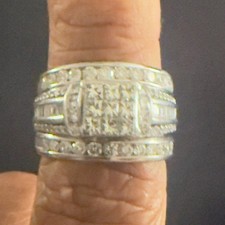1-1/4 CTW 14K Diamond Wedding Ring with 1 CTW 10K Diamond Guard-Size 6.5 to 7 picture