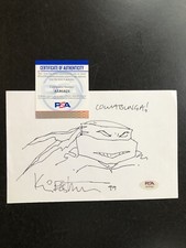 VINTAGE KEVIN EASTMAN 1999 Signed Sketch Teenage Mutant Ninja Turtles  PSA COA picture