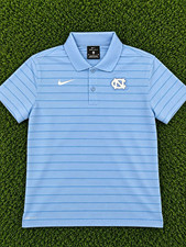 Nike UNC Carolina Blue Dri-FIT Striped Polo Shirt – Men’s Medium picture