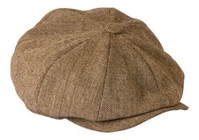 Shelby Light Beige Brown Summer Tweed Newsboy Cap - Gamble & Gunn picture