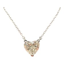 GIA 0.90ct Heart Diamond Necklace 14K White Gold J VS1 picture