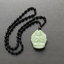 Burmese Jade Buddha Pendant Choker Jadeite Real Natural Green Jewelry Necklace picture