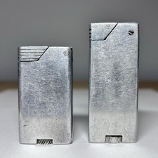 Vintage Lot of 2 Lift Arm Petrol Metal Block Pocket Lighters c. 1940s–1950s picture
