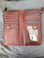 Jack Georges Brown Bifold Zip-Around Wallet w/ ID Window, Card Slots, Snap picture