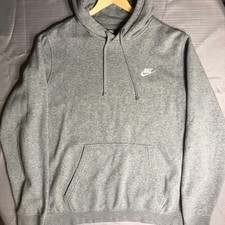 Nike Club Fleece Embroidered Logo Pullover Hoodie Size L 804346-063 Heather Gray picture