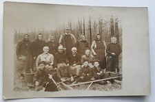 VTG 1910 RPPC MIGRANT ? FARM WORKERS WOMEN & BOYS WITH FOREMAN ? RAKES BASKETS picture