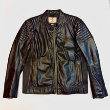 Vintage Cafe Racer Leather Jacket Wilson XL Brown Elbow Patches picture