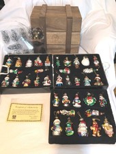 36 VTG Thomas Pacconi Glass Christmas Ornaments  Set + Wood Box COA Limited Edit picture
