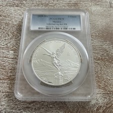 2025-Mo Mexico Libertad Silver 5 Oz. 5 Onza Reverse Proof Coin PCGS PR70. picture
