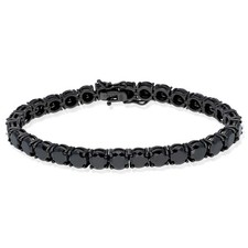 Sterling Silver 3mm 4mm 5mm 6mm Black CZ Tennis Bracelet 7.25