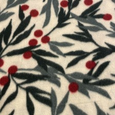 2 Yards Christmas Fleece Material-Red Berries w/Green Leaves picture