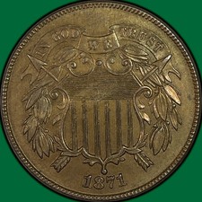 1871 Two Cent Piece Uncirculated UNC Coin #42639 picture
