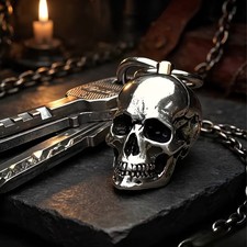 Skull Keychain Steely Heavy Metal Bike Accent picture