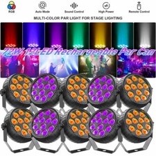 10PC Rechargeable Par Lights 72W RGB Battery Wireless 12LED DJ Uplights w/Remote picture