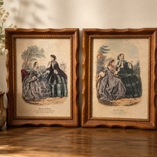 VTG Miroir des Modes French Fashion Prints Framed Set Victorian Wall Decor picture