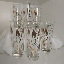 Pristine Vintage MCM Atomic Geometric Gold Highball Glasses - Set of 6  7