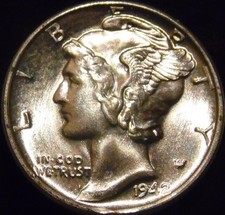 1942-S Mercury Dime Gem BU Uncirculated Full Bands picture