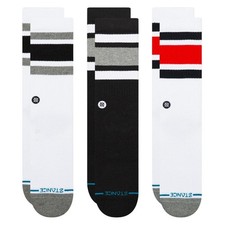 STANCE Women's 3-Pack INFIKnit Boyd Mid Crew Socks sz Small (5-7.5) White Black picture
