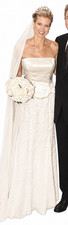 Stephen Yearick Couture 100% Silk Pearl-Draped Wedding Gown, Size 6, Ivory, 2000 picture